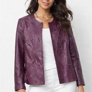 Chico's Floral Embroidered Purple Blazer